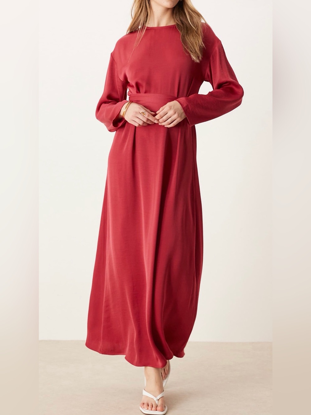 ASOS Red Long-Sleeve Maxi Dress